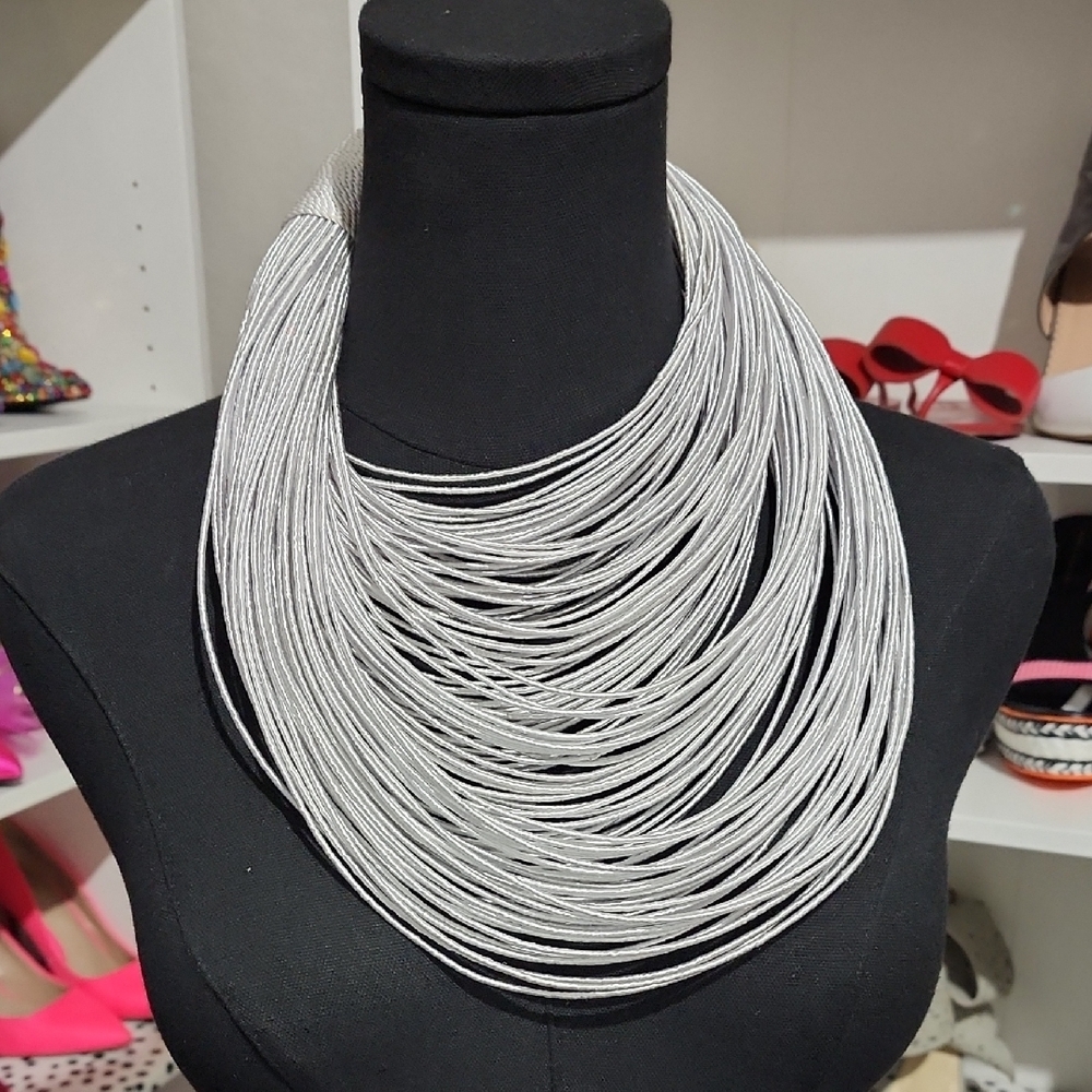 Silver Multi-Strand Statement Necklace